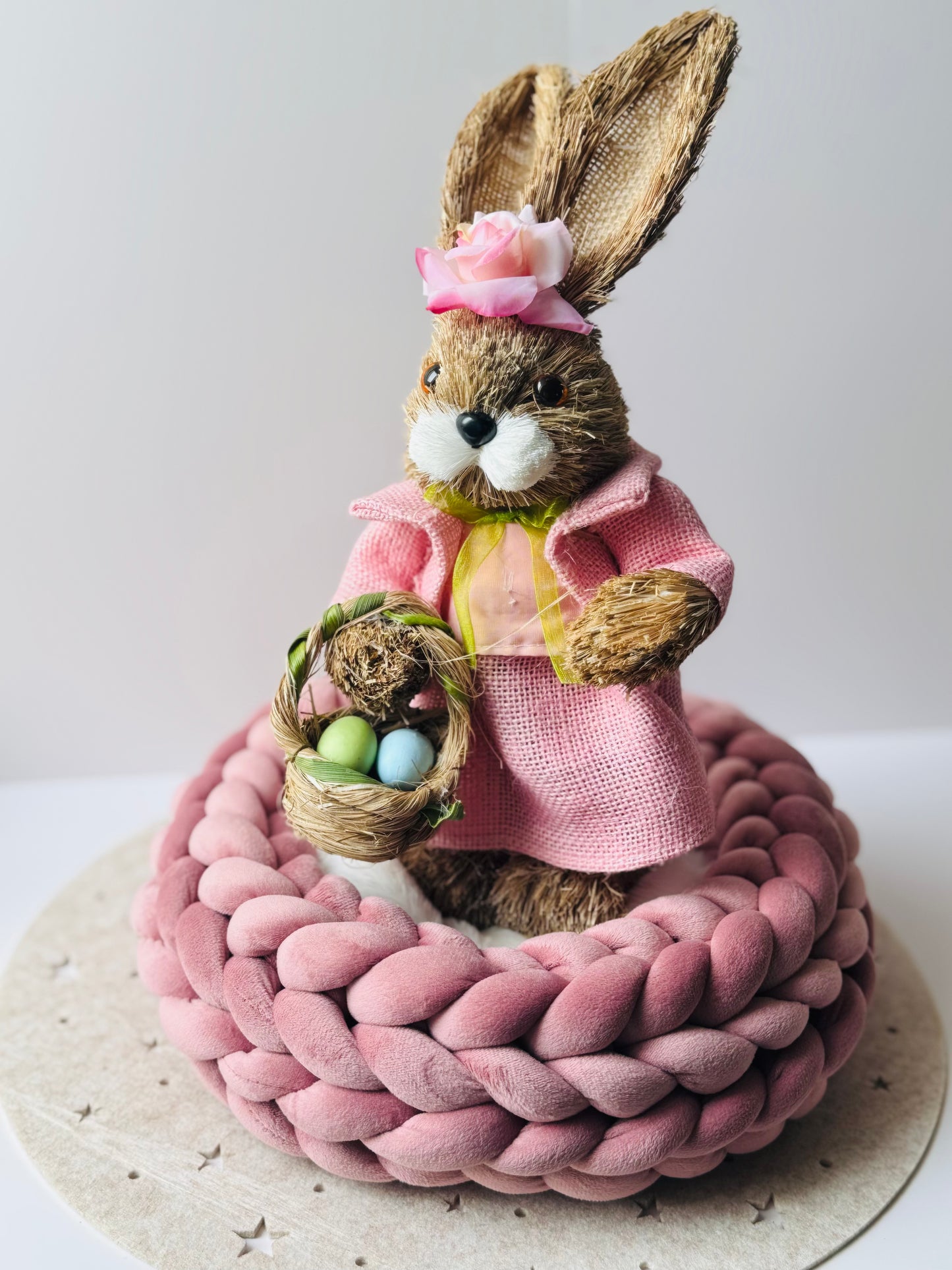 Samtkranz Altrosa – handgefertigter Tür- & Tischkranz aus Samtgarn – 22cm bis 40cm