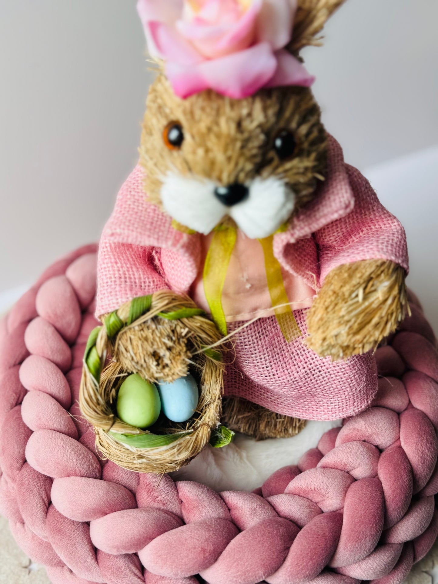 Samtkranz Altrosa – handgefertigter Tür- & Tischkranz aus Samtgarn – 22cm bis 40cm