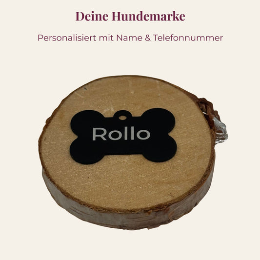Personalisierte Hundemarke Knochen mit Gravur