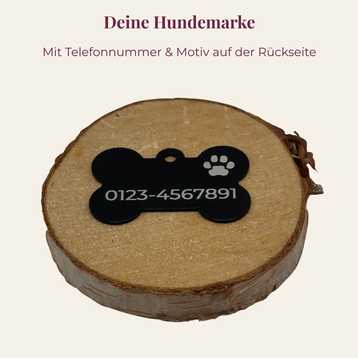 Personalisierte Hundemarke Knochen mit Gravur
